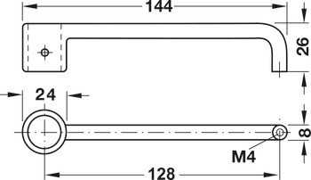 Zámková úchytka, Häfele Symo EC, pro Häfele Symo EC zámek se závorou k přišroubování s prodlouženým tělem vložky