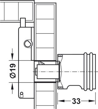 Zámková úchytka, Symo, délka 33 mm, pro trojcestný zámek Standard-Nova, levé