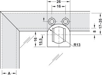 Zamykací část pro tlačnou záskočku, Metalla 510 Push pro profily hliníkového rámečku šířky od 17 do 35 mm