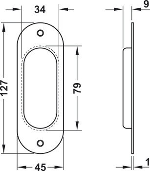 Zapuštěná úchytka pro posuvné dveře, Jatec, model 342/125