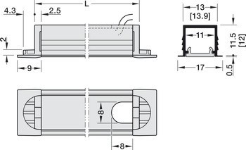 Zapuštěné svítidlo, lineární, Häfele Loox5 LED 2068 12 V a profil 1103