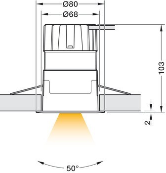 Zapuštěné svítidlo pro montáž na strop, Häfele Lighting R One Connect 2pólové (tunable white), 24 V, 12 W, průměr vrtaného otvoru 68 mm