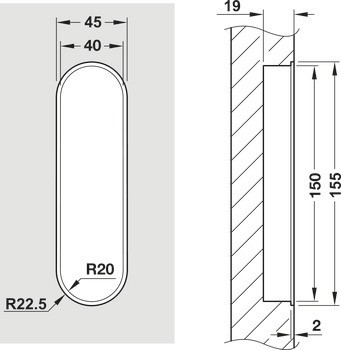 Zapuštěné úchytky pro posuvné dveře, FSB, model 4250
