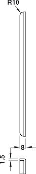 Zapuštěný protiplech, pro bezfalcové dveře, 170 mm