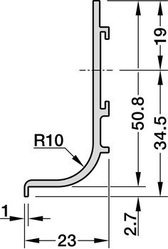 Zapuštěný úchytkový profil, Häfele Déco, L-profil