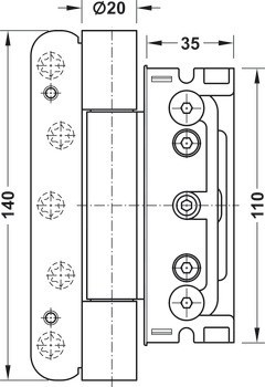 Zapuštěný závěs, Simonswerk BAKA protect 4030 3D FD, pro falcové přední dveře do 160 kg