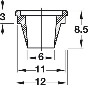 Zápustná miska k přišroubování na skleněné dveře, Plast