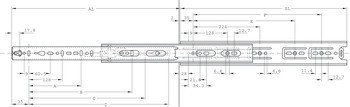 Zásuvkové výsuvy, Accuride 3832 SC, nosnost do 45 kg, ocel, montáž na bok