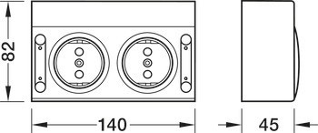 Zásuvkový díl, Energy Box, dvojitá Schuko zásuvka, 230 V