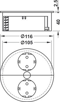 Zásuvkový díl, Otočný, s dvojitou zásuvkou, 230 V