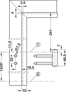 Součást rámu, Simonswerk V 4400 WF, pro bezfalcové a falcové vnitřní dveře do 70/80 kg