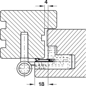 Závěs k zavrtání se zapuštěnou částí dveřního křídla, Simonswerk BAKA 2D 20, BAKA 2D 20 FD, pro falcové přední dveře do 100 kg