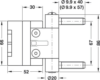 Závěs k zavrtání se zapuštěnou částí dveřního křídla, Simonswerk BAKA 2D 20, BAKA 2D 20 FD, pro falcové přední dveře do 100 kg