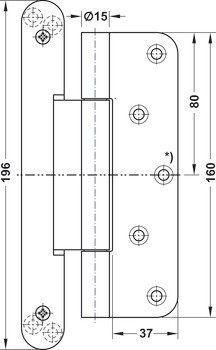 Závěs objektových dveří, Simonswerk VN 2927/160 Compact Planum, pro bezfalcové objektové dveře s úzkými blokovými zárubněmi do 160 kg