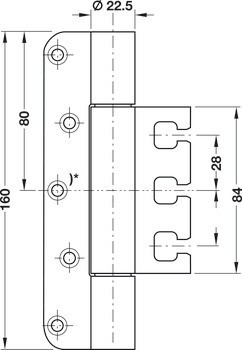 Závěs objektových dveří, Simonswerk VX 7728/160, pro falcové zapuštěné objektové dveře do 120 kg