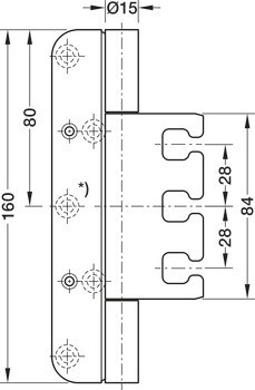 Závěs objektových dveří, Simonswerk VX 7939/160 FD Planum, s ozdobnou osou závěsu pro falcové dveře do 160 kg