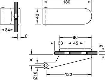 Závěs pro skleněné dveře, 2dílný (díl na dveřní křídlo), Dorma Glas