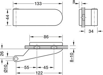 Závěs pro skleněné dveře, 2dílný (díl na dveřní křídlo), Startec