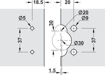 Závěs pro skleněné dveře, naložené, podpěra 3 nebo 6 mm