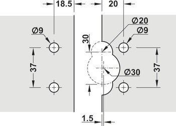 Závěs pro skleněné dveře, naložené, podpěra 3 nebo 6 mm