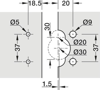 Závěs pro skleněné dveře, naložené, podpěra 3 nebo 6 mm