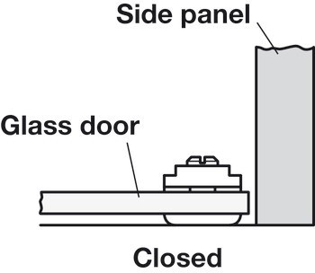 Závěs pro skleněné dveře, pro montáž dveří bez vrtání skla, délka 20 mm