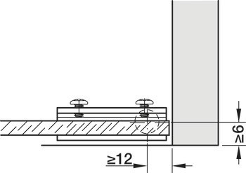 Závěs pro skleněné dveře, pro skleněné/dřevěné konstrukce, vloženou montáž, úhel otevření 110°