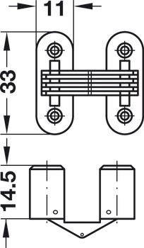 Závěs, pro tloušťku dřeva od 16 mm, pro skrytou montáž