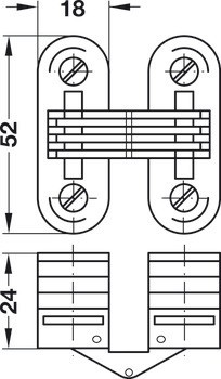 Závěs, pro tloušťku dřeva od 24 mm, pro skrytou montáž
