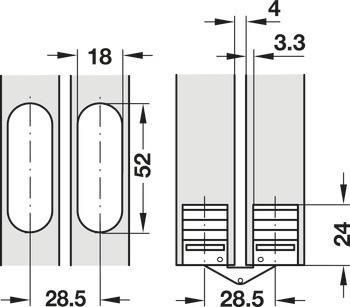 Závěs, pro tloušťky dřeva od 24 mm, pro skrytou montáž