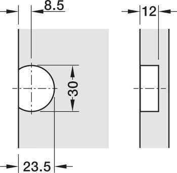 Závěs pro výklop, Plano-Medial, zinková slitina
