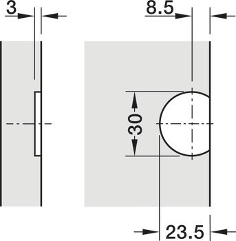Závěs pro výklop, Plano-Medial, zinková slitina