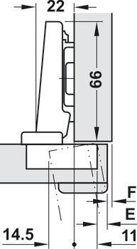 Závěs profilových dveří, Blum Clip Top Blumotion 95°, plně naložená montáž