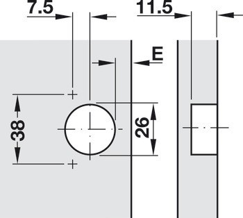 Závěs s krátkým ramínkem, Pro tenké otočné dveře od tloušťky 14 mm