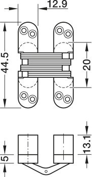 Závěs, skryté, pro bezfalcové vnitřní dveře