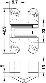 Závěs, skryté, pro bezfalcové vnitřní dveře