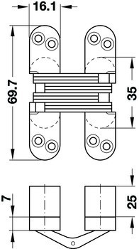 Závěs, skryté, pro bezfalcové vnitřní dveře