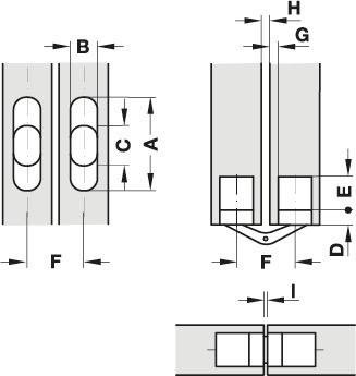 Závěs, skryté, pro bezfalcové vnitřní dveře