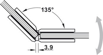 závěs sprchových dveří, pro spojení sklo-sklo, 135° skleněné čelo