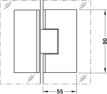 závěs sprchových dveří, pro spojení sklo-sklo, skleněné čelo 135°