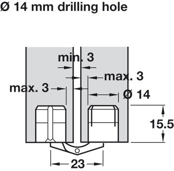 Závěs, Zysa, pro tloušťku dřeva 14–40 mm, pro skrytou montáž