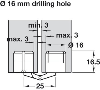 Závěs, Zysa, pro tloušťku dřeva 14–40 mm, pro skrytou montáž