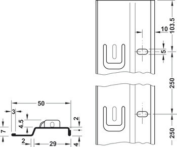 Závěsný profil, svislý, pro montážní systém pro panely k zavěšení