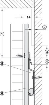 Závěsný profil, svislý, pro montážní systém pro panely k zavěšení