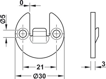 Závěsný spoj Knapp, Ocel, pro zápustnou montáž
