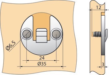 Závěsný spoj Knapp, Ocel, pro zápustnou montáž