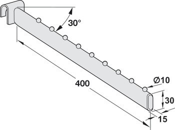 Závěsný věšák, nakloněný, s dorazy