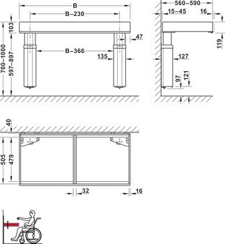 Zdvihací mechanismus pracovní desky, zdvihací systém