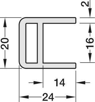 Zesilovací lišta, Häfele Slido F-Handle22 B1, hliník, pro posuvné dveře