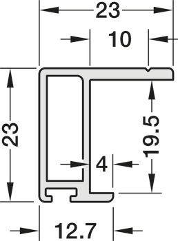 Zesilovací lišta, Häfele Slido F-Handle24 B1, hliník, pro posuvné dveře